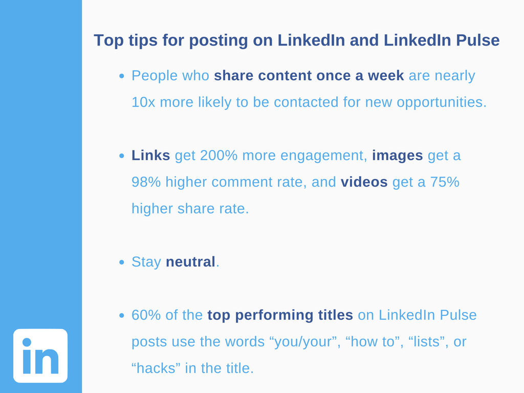 Top tips for posting on LinkedIn and LinkedIn Pulse Top tips for posting on LinkedIn and LinkedIn Pulse